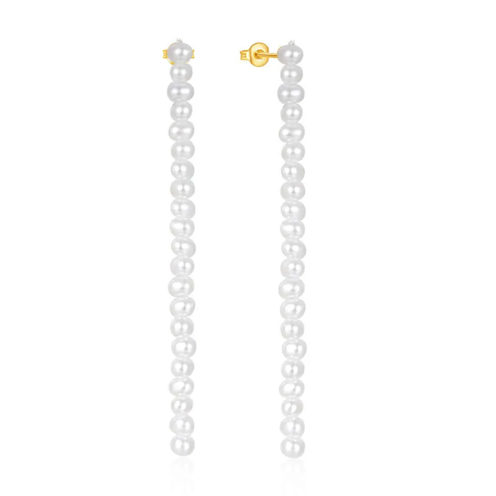 Sterling Silver Pearl Strand Drop Earrings for Women