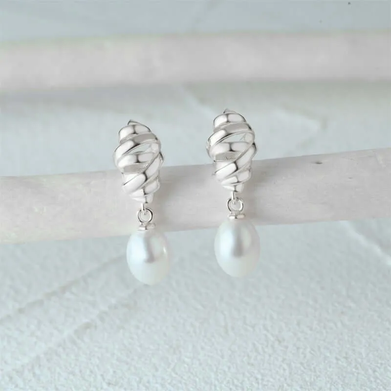 Sterling Silver Personalized Special Shaped Pearl Pendant Drop Earrings