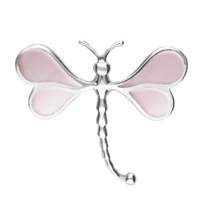 Sterling Silver Pink Mother of Pearl Dragonfly Brooch