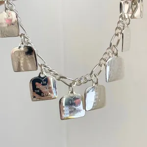 Sterling Silver Polished Ten Commandments Charm Bracelet