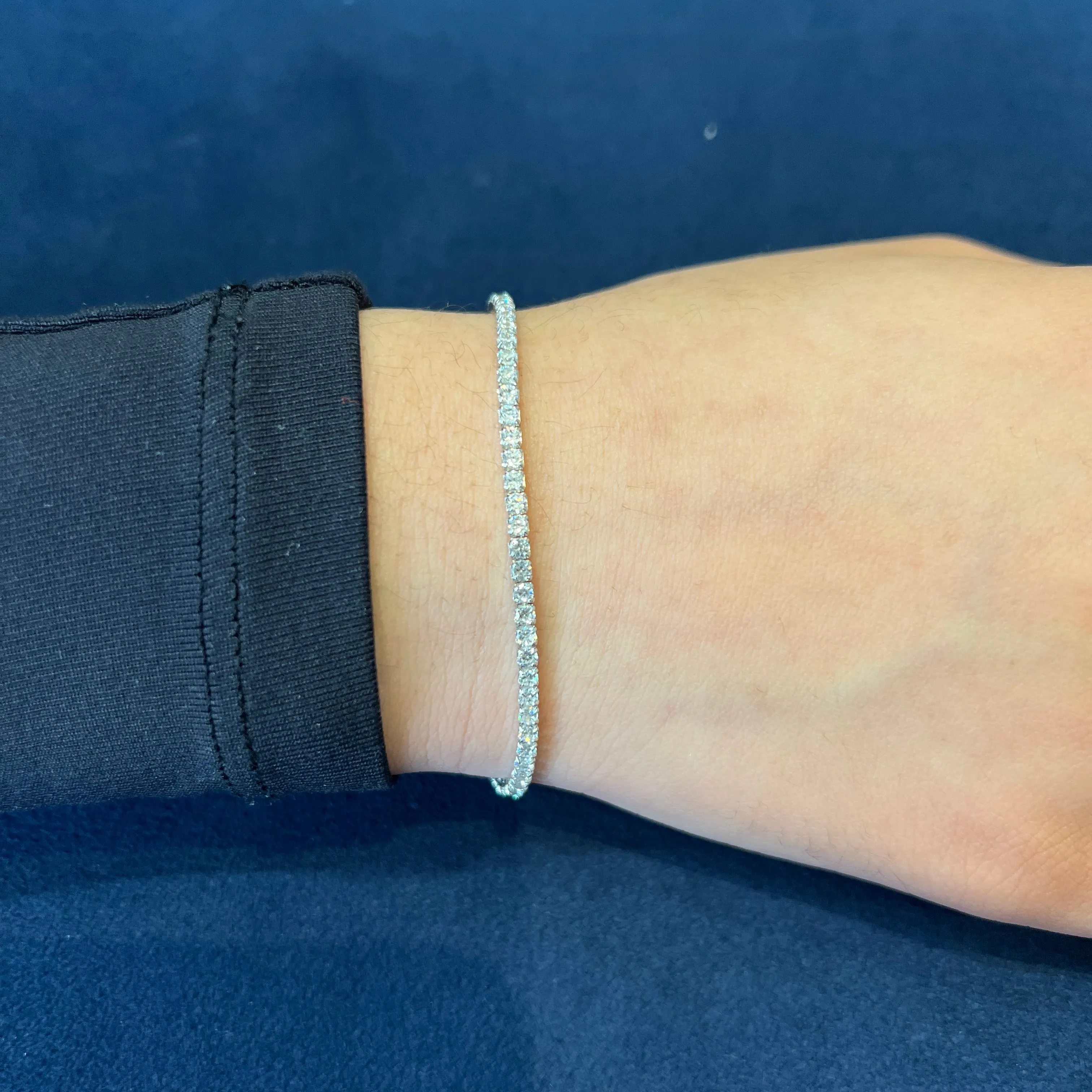 Sterling Silver Rhodium Plated Adjustable CZ Bracelet