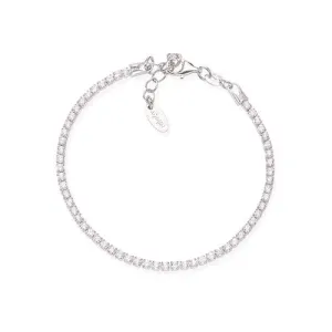 Sterling Silver Rhodium Plated CZ Adjustable Tennis Bracelet