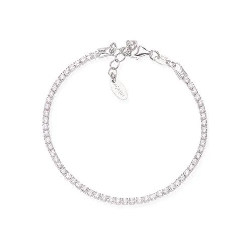 Sterling Silver Rhodium Plated CZ Adjustable Tennis Bracelet