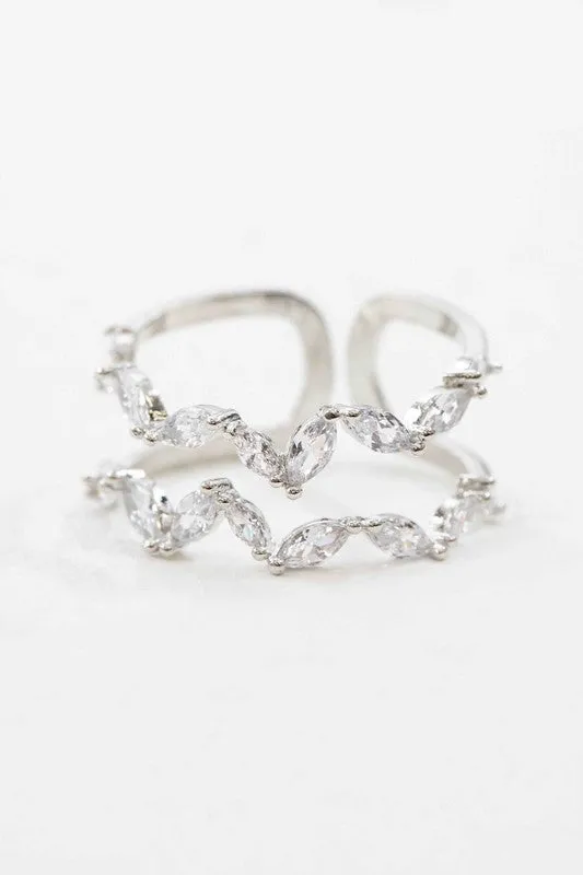 Stone Double Layer Adjustable Ring