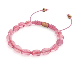 Strawberry Quartz | Gold | Gemstone Pebble Macrame Bracelet