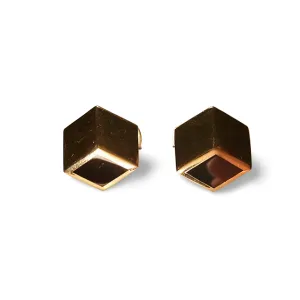 Stunning Estate 14K Yellow Gold Onyx Geometric Mens Cufflinks