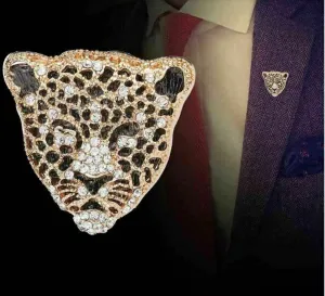 Stunning vintage look gold plated retro leopard celebrity brooch broach pin z14