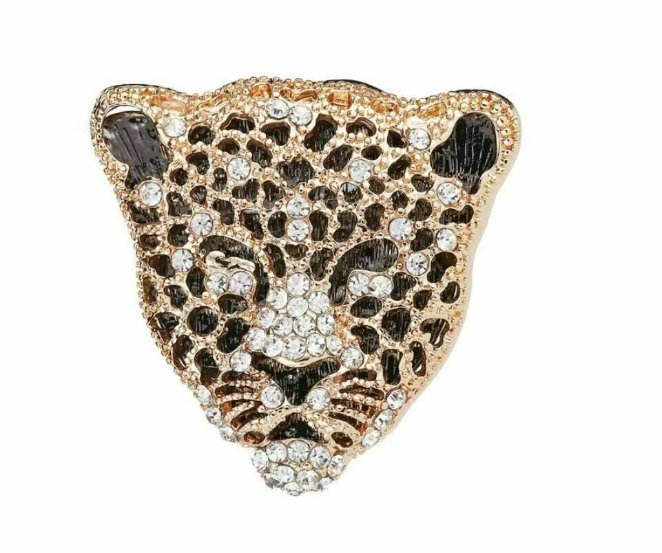 Stunning vintage look gold plated retro leopard celebrity brooch broach pin z14