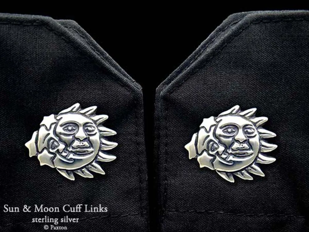 Sun Moon Cuff Links Sterling Silver