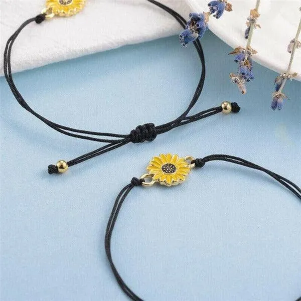 Sunflower Notecard Friendship Set of 2 Bracelets