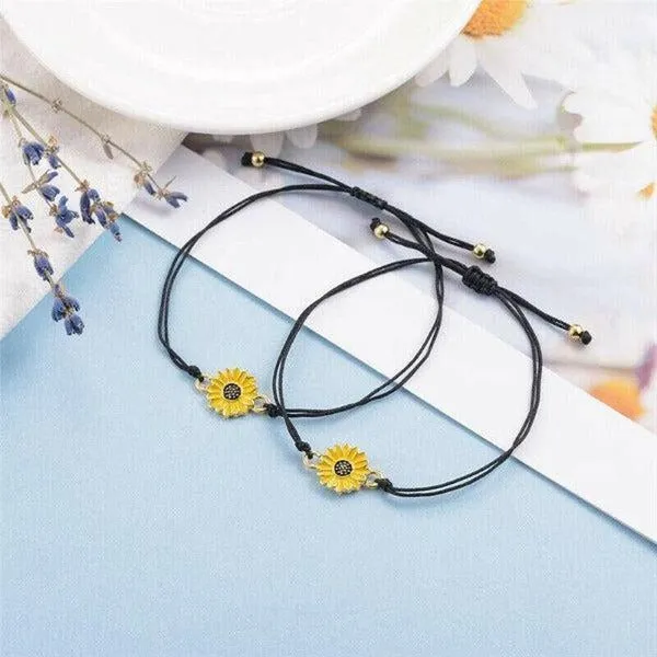 Sunflower Notecard Friendship Set of 2 Bracelets