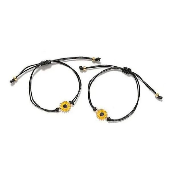 Sunflower Notecard Friendship Set of 2 Bracelets