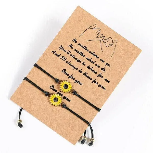 Sunflower Notecard Friendship Set of 2 Bracelets