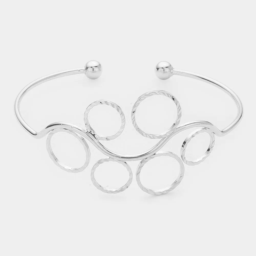 Swirl Silver Brass Metal Cuff Fashion Bracelet | Pageant Jewelry |  327918