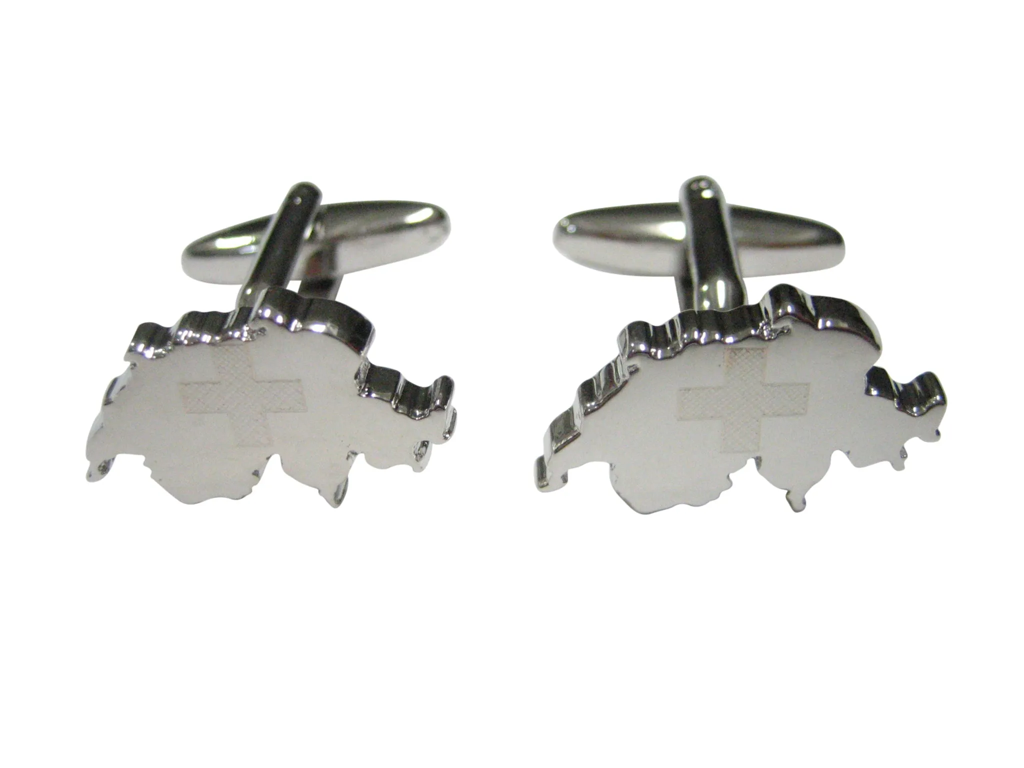 Switzerland Swiss Map Shape and Flag Design Cufflinks