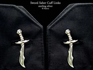 Sword Saber Cuff Links Sterling Silver