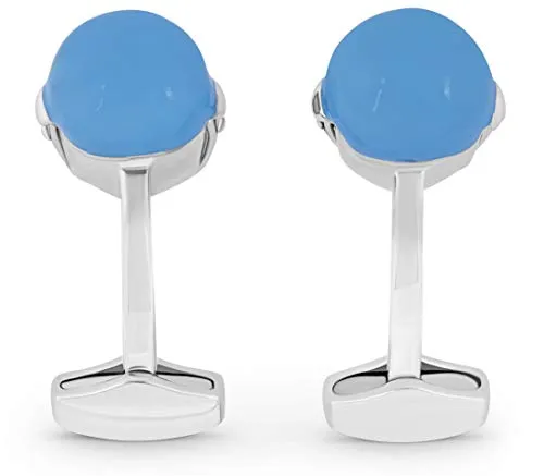 Tateossian Doctor Bulldog Cufflinks with Blue Swarovski Crystals, Blue