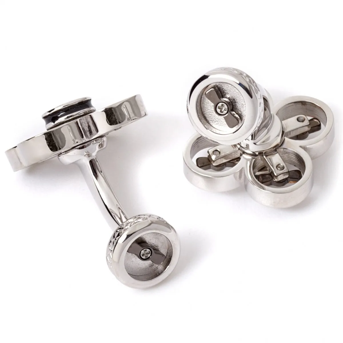 Tateossian Mechanical Mini Drone Cufflinks, Rhodium Silver