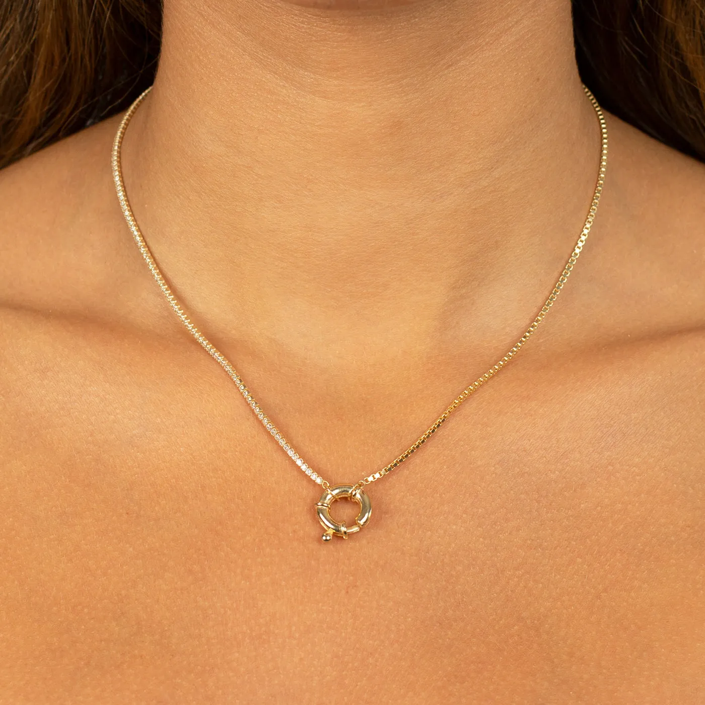 Tennis X Box Link Toggle Necklace