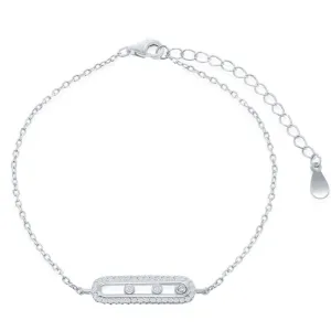 Three Sparkle Station Sliding Bar Bracelet