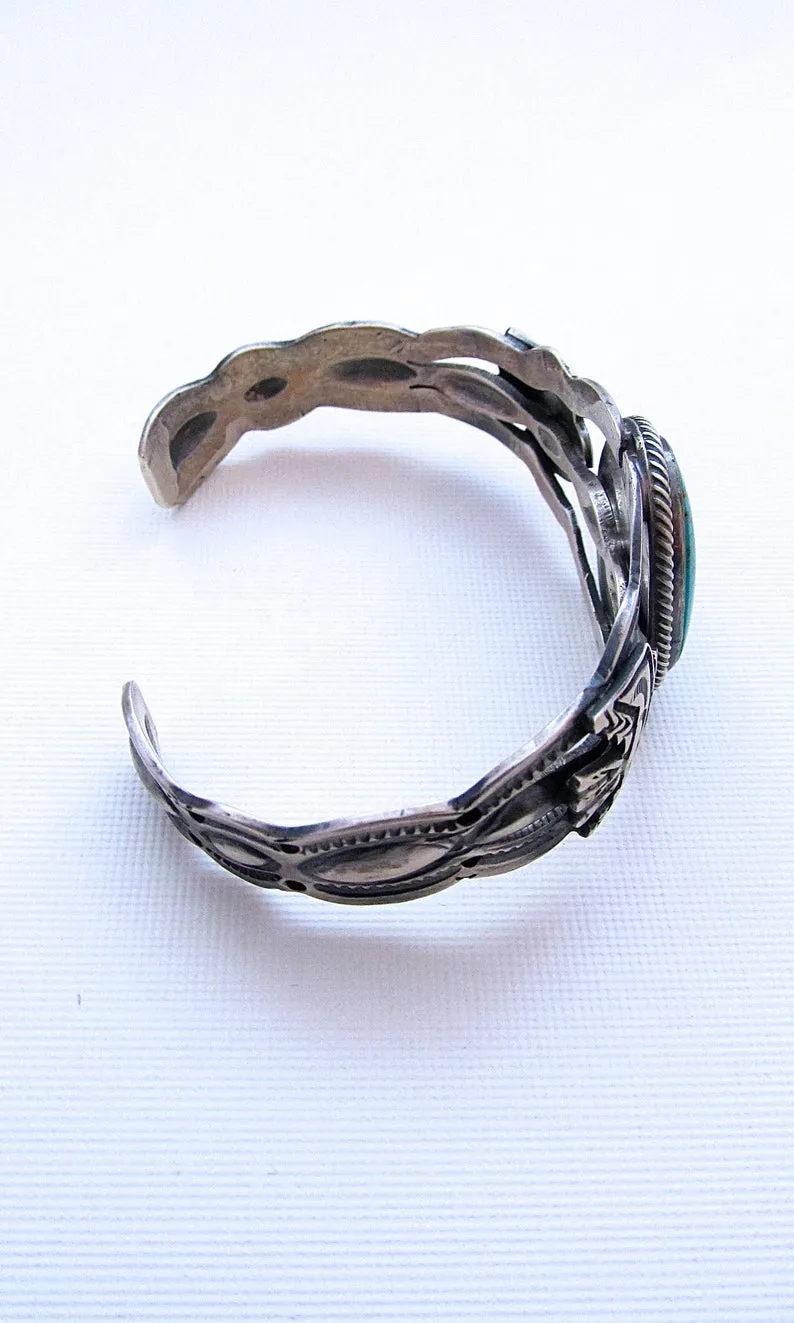THUNDERBIRD Fred Harvey Style Silver & Turquoise Navajo Cuff