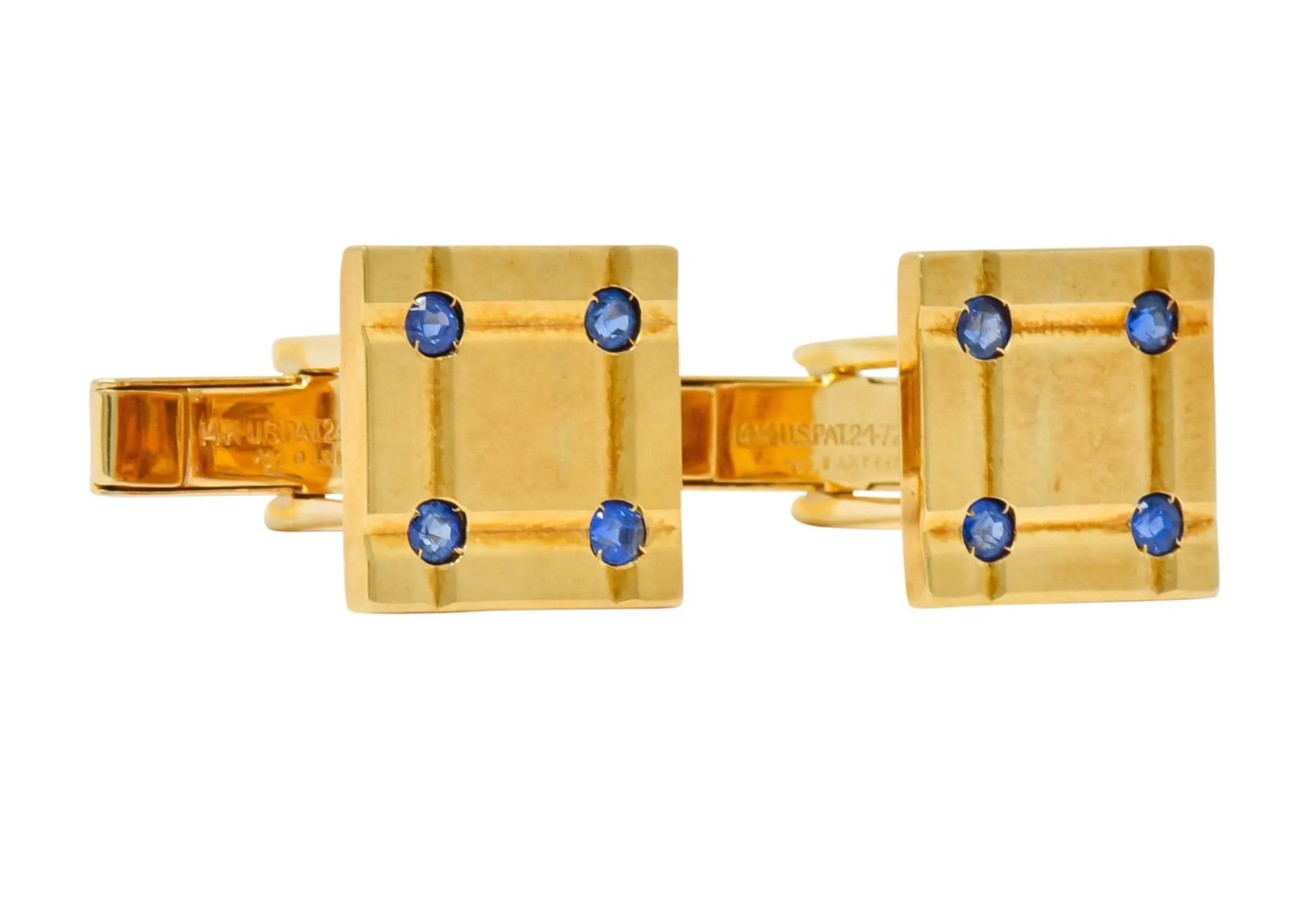 Tiffany & Co. Retro Sapphire 14 Karat Yellow Gold Men's Dress Set Circa 1940's