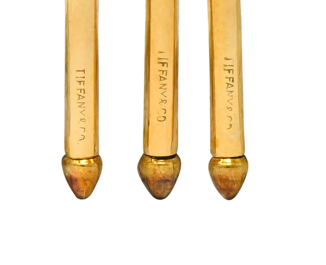 Tiffany & Co. Retro Sapphire 14 Karat Yellow Gold Men's Dress Set Circa 1940's