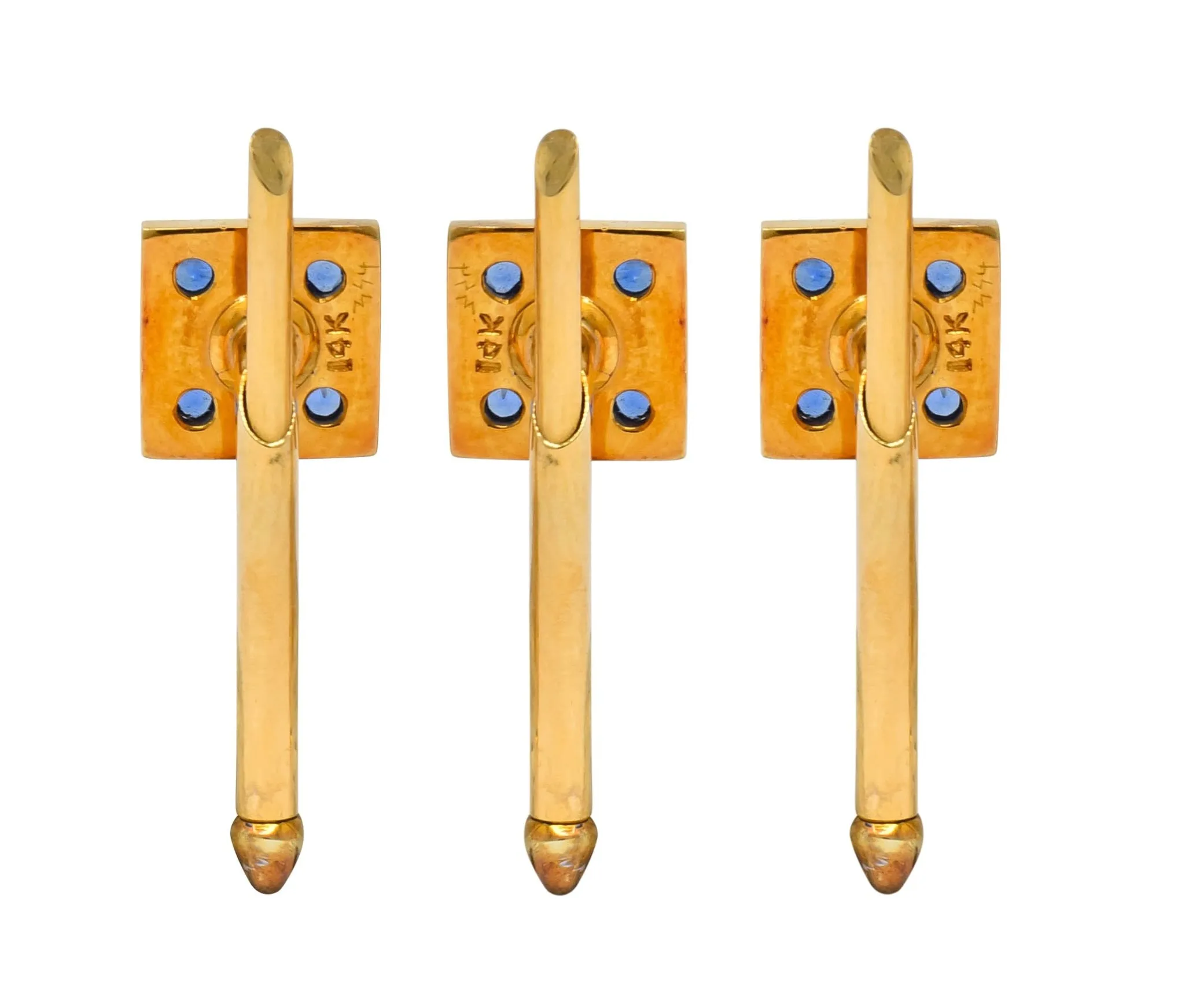 Tiffany & Co. Retro Sapphire 14 Karat Yellow Gold Men's Dress Set Circa 1940's