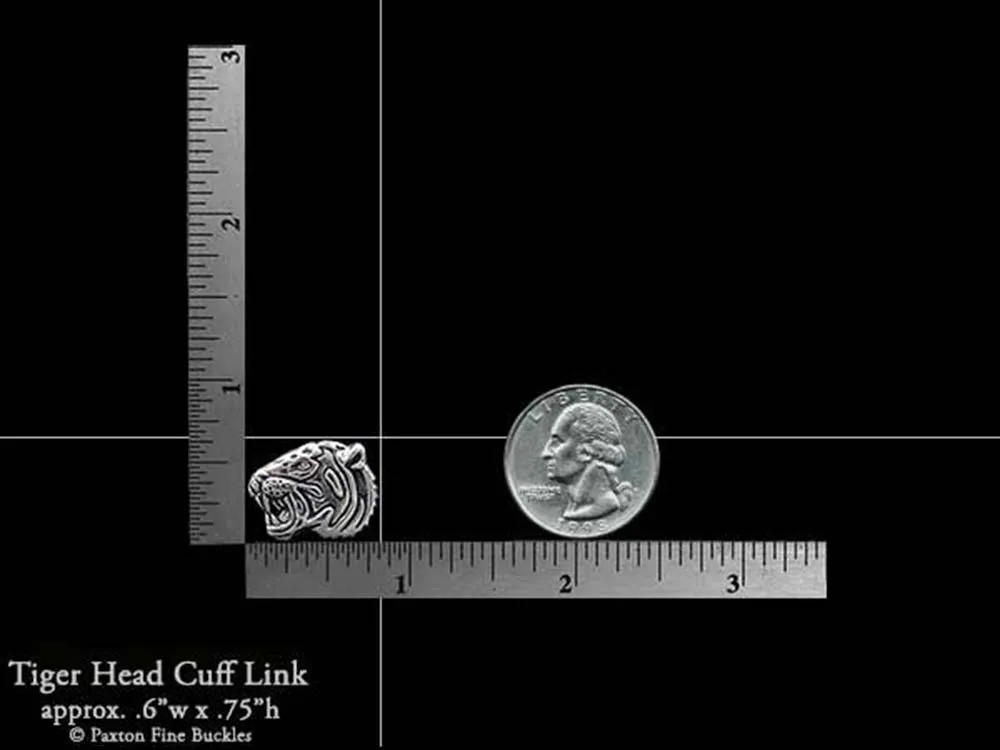 Tiger Head Cuff Links Sterling Silver