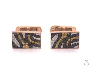Tiger Print Diamond Cufflinks in 18K Rose Gold