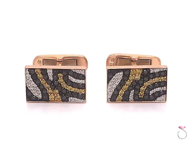 Tiger Print Diamond Cufflinks in 18K Rose Gold
