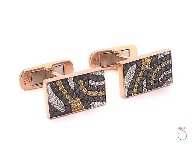 Tiger Print Diamond Cufflinks in 18K Rose Gold