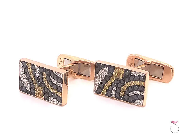 Tiger Print Diamond Cufflinks in 18K Rose Gold