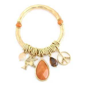 TIGER'S EYE AND ORANGE NATURAL STONE STRETCH  BRACELETS #191RD2201 (2B6)