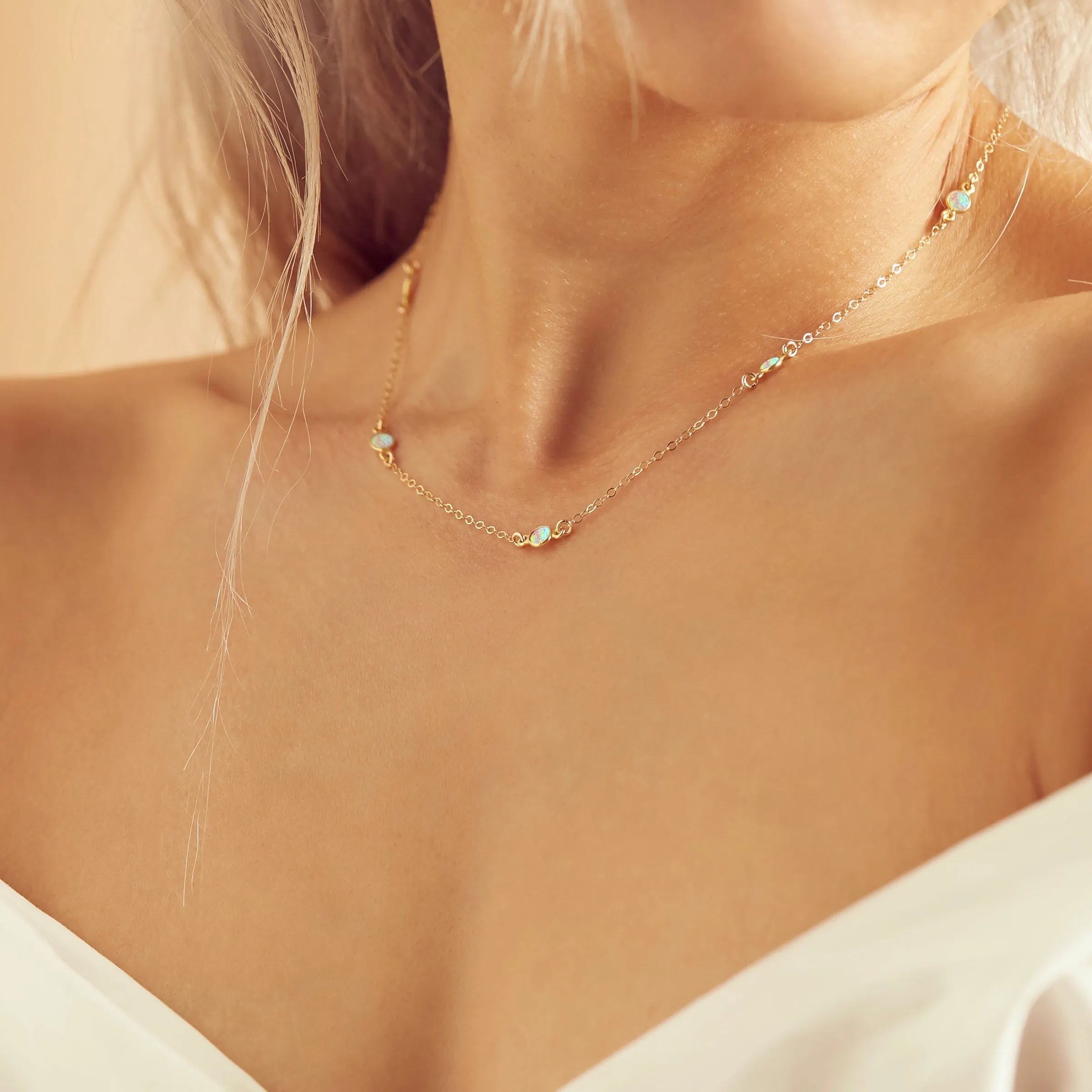 Tiny Circle Opal Choker