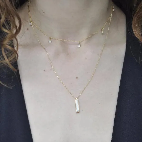 Tiny CZ Bezel Choker / Necklace