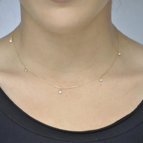 Tiny CZ Bezel Choker / Necklace