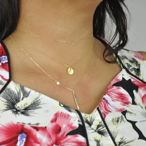 Tiny Diamond Cut Circle Necklace