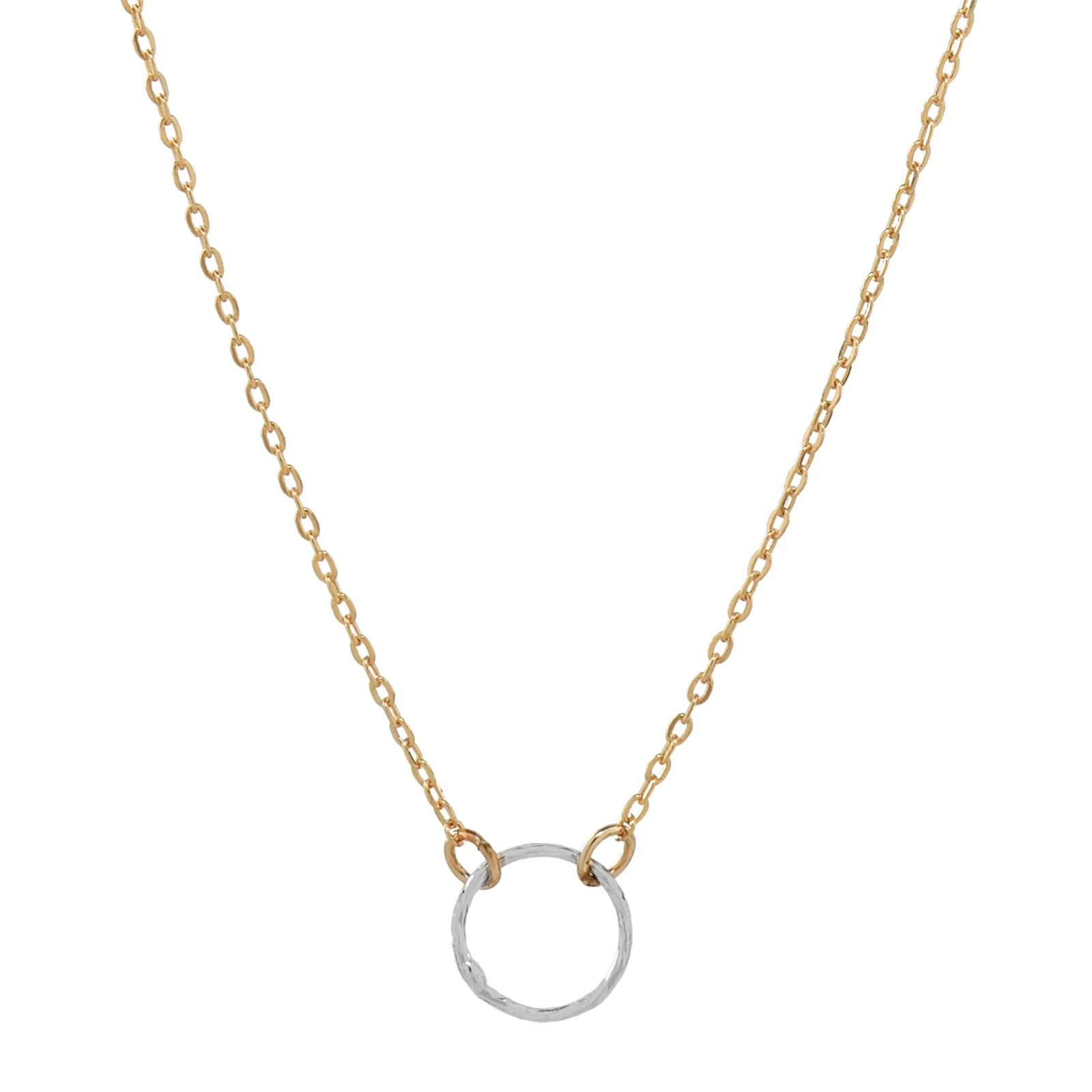 Tiny Diamond Cut Circle Necklace