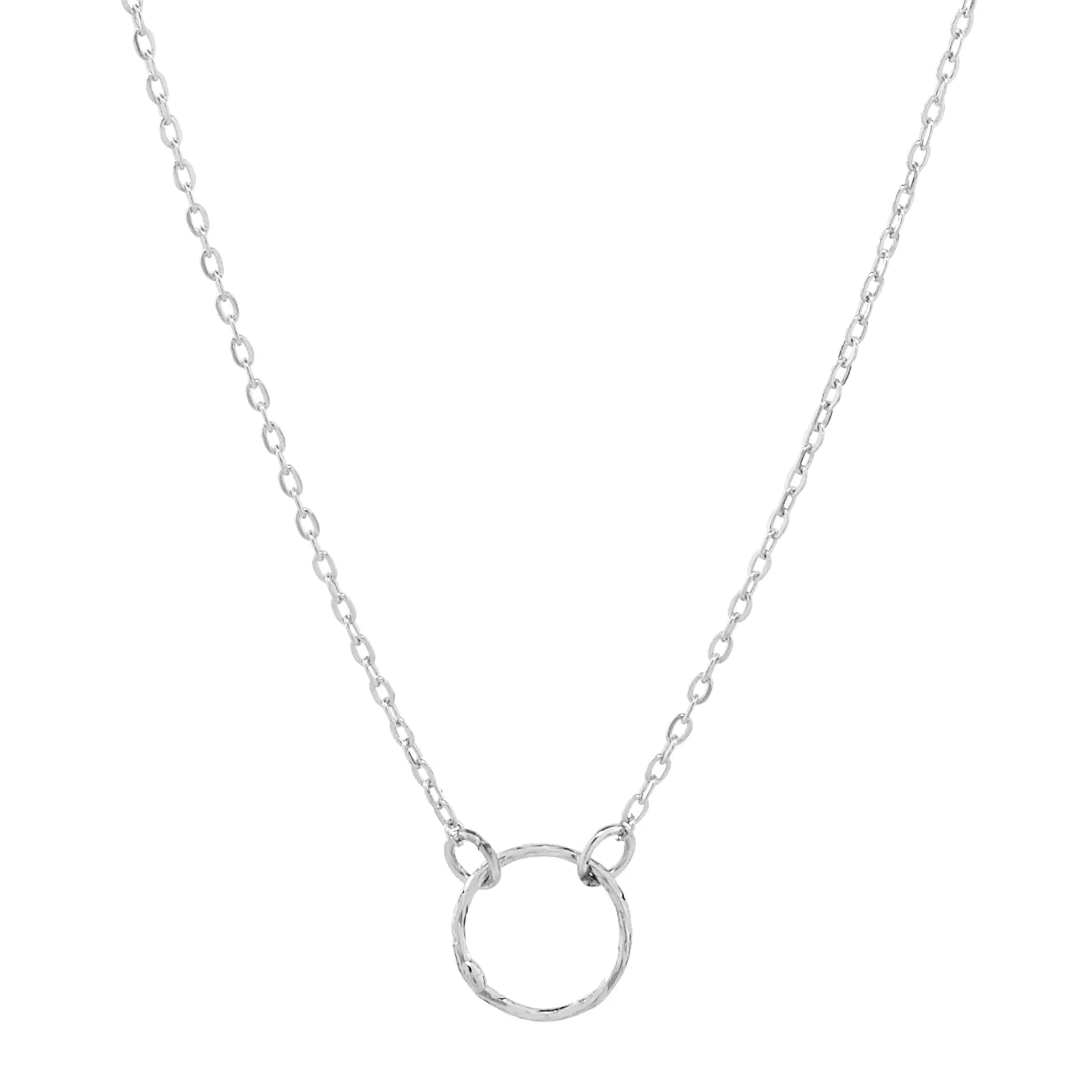 Tiny Diamond Cut Circle Necklace