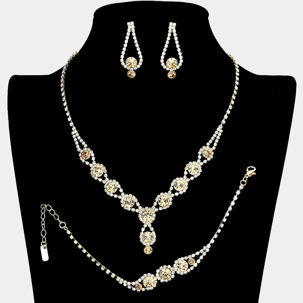 Topaz Rhinestone 3 Piece Jewelry Set  | Formal Jewelry | 340372