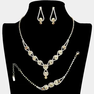 Topaz Rhinestone 3 Piece Jewelry Set  | Formal Jewelry | 340372