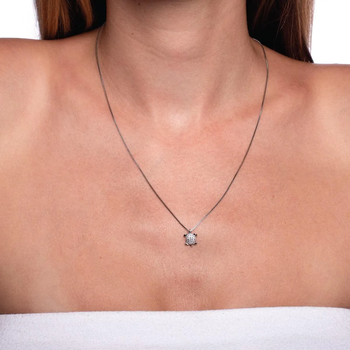 Tortuga | .925 Sterling Silver | Crystal Sea Turtle Infinity Clasp Necklace