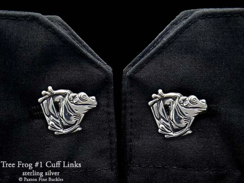 Tree Frog 1 Cuff Links Sterling Silver