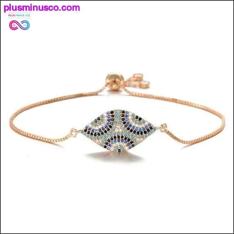 Trendy Gold Evil Eye Bracelet Pave CZ Blue Gold Chain