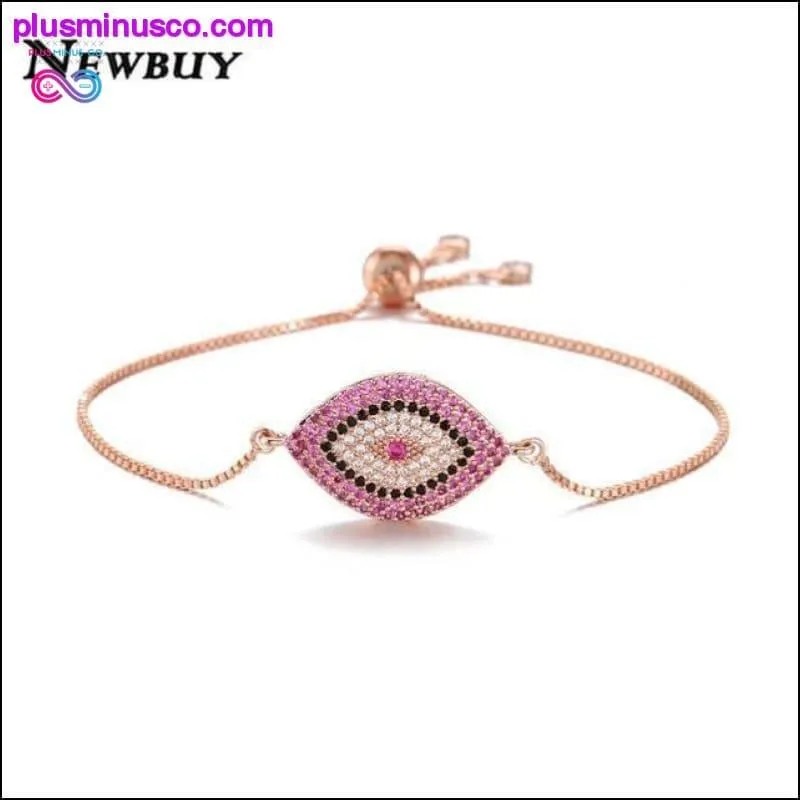 Trendy Gold Evil Eye Bracelet Pave CZ Blue Gold Chain
