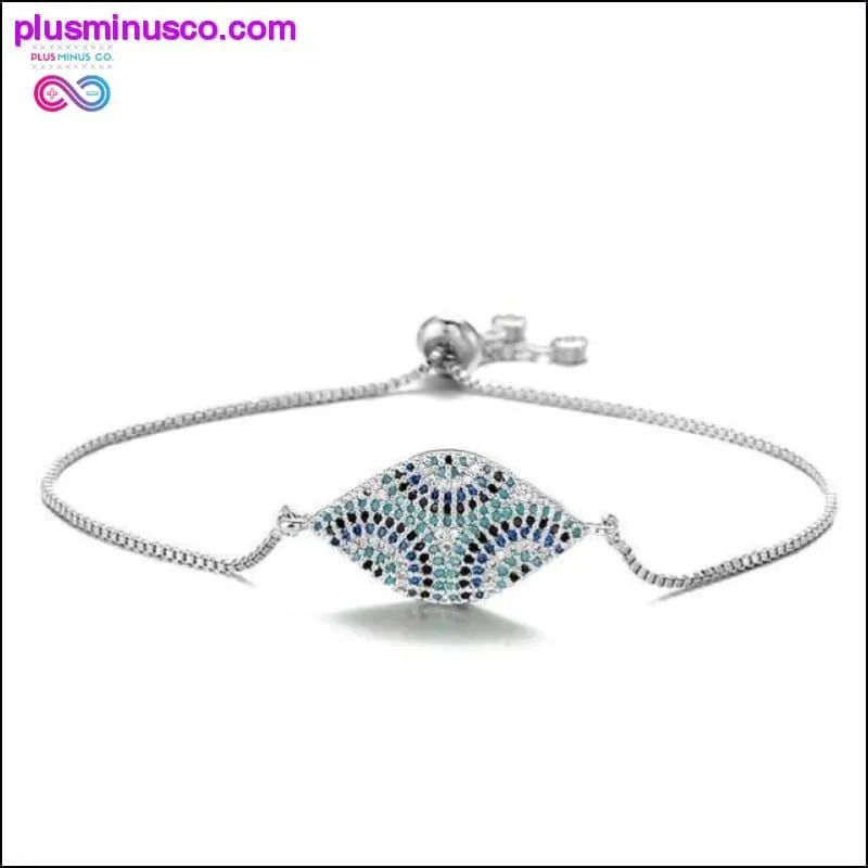 Trendy Gold Evil Eye Bracelet Pave CZ Blue Gold Chain