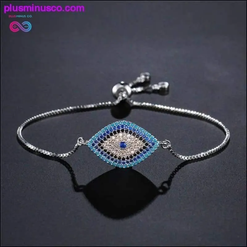 Trendy Gold Evil Eye Bracelet Pave CZ Blue Gold Chain