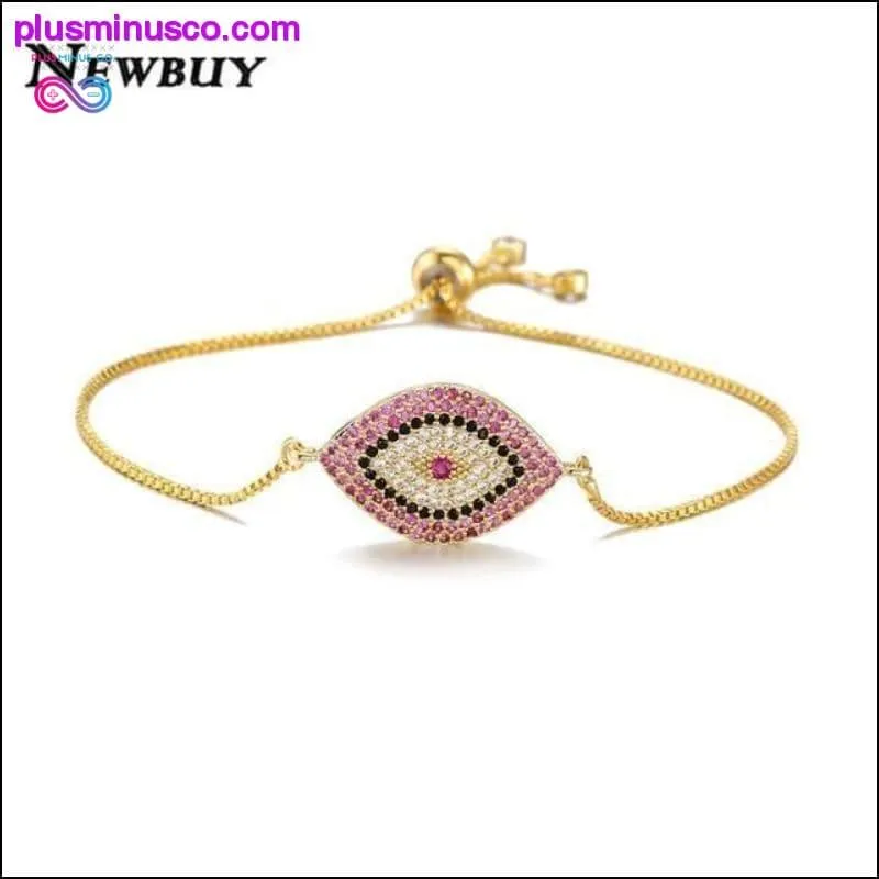 Trendy Gold Evil Eye Bracelet Pave CZ Blue Gold Chain