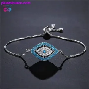 Trendy Gold Evil Eye Bracelet Pave CZ Blue Gold Chain